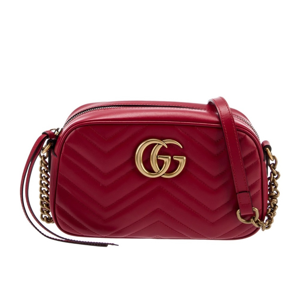 Gucci Small Marmont Matelasse Camera Bag RED AUTHENTIC